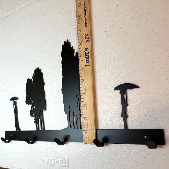 Small metal wall art Tie key scarf towel umbrella leash rack holder 5 hooks - Picture 3 of 13